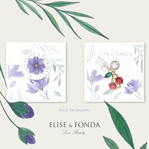 Miniatura 5 de ELISE & FONDA CP656 Puerto de carga USB Anti polvo Plug Little Crystal Cherry Phone Charm para iPhone 14131211XS MAXXRX8 Plus76S8SE iPad iPod (rojo)