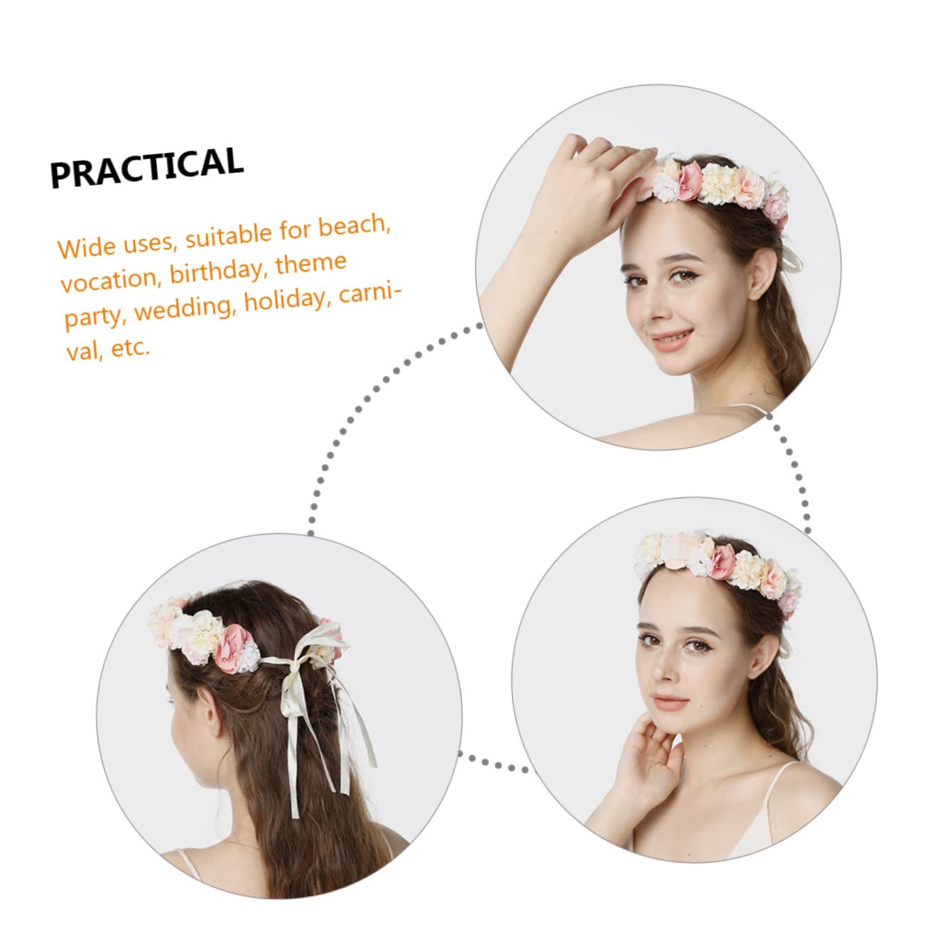 FRCOLOR 3 Pz Diadema di ghirlanda di fiori di seta fascia per ragazze di fiori diadema per ragazze hallowen hair charms Tiara cerchietti bambina Fascia per ghirlanda Acconciature da sposa