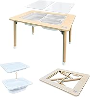 7 Days of Play Sensory Play Activity Table with Foldable Legs, Storage Bins, Whiteboard & Chalkboard Lids for Toddlers