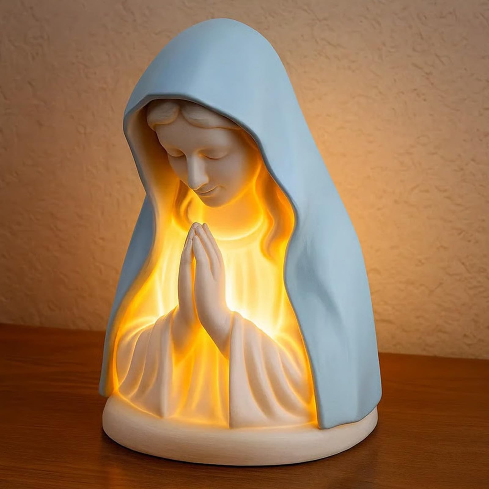 Virgin Mary Prayer Figurine Lamps - LED Devotional Night Light, Religious Virgin Mary Statue, Home Desktop Decorations for Bedroom Living Room (Praying)