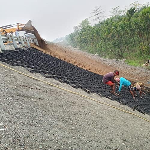 Garden Pathways Ground Grid Stabilizer Geogrid，660 Sq Ft Heavy Duty Geo Grid for Retaining Walls and Driveways Ground Stabilizer Mesh for Landscaping and Shed Base Reinforcement Grid for Sub