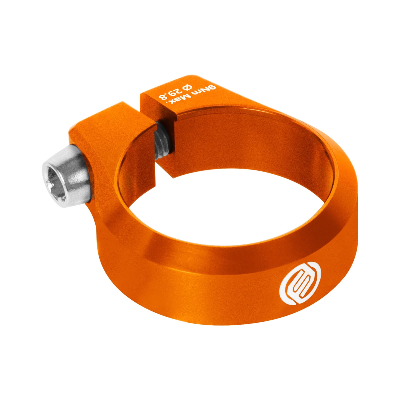 FIFTY-FIFTY Bike Seat Post Clamp, Aluminum Alloy Bicycle Seatpost Collar, 28.6/29.8/31.8/34.9/36.4/38.6mm Bicycle Seat Tube Clip for Most MTB, Road Bikes (Orange, 29.8mm)