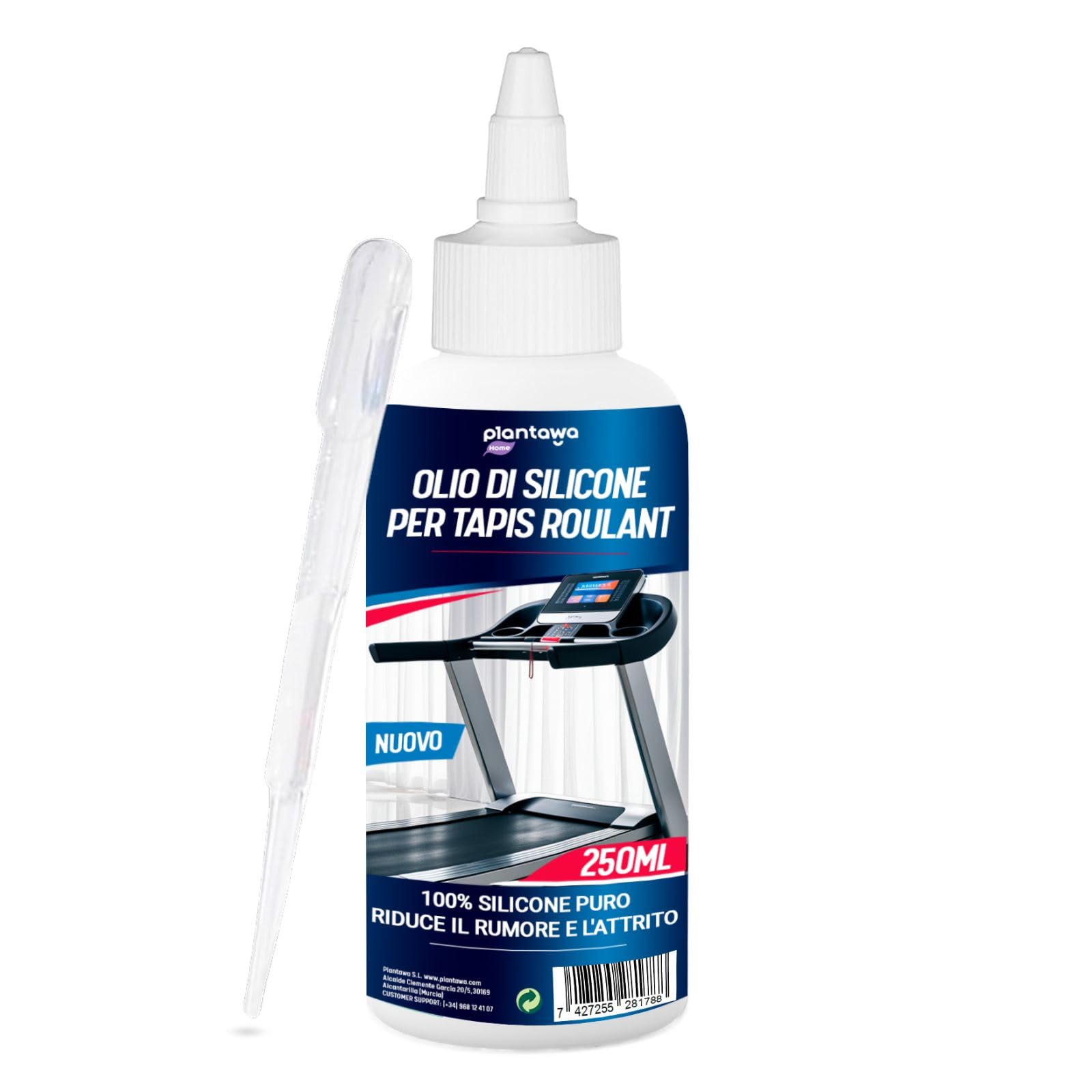 Plantawa Olio per tapis roulant da corsa da 250 ml | Efficacia testata | Pulizia e sicurezza | Applicazione precisa | Universale e rispettoso | Vantaggi durevoli | Silicone puro | Ideale per la