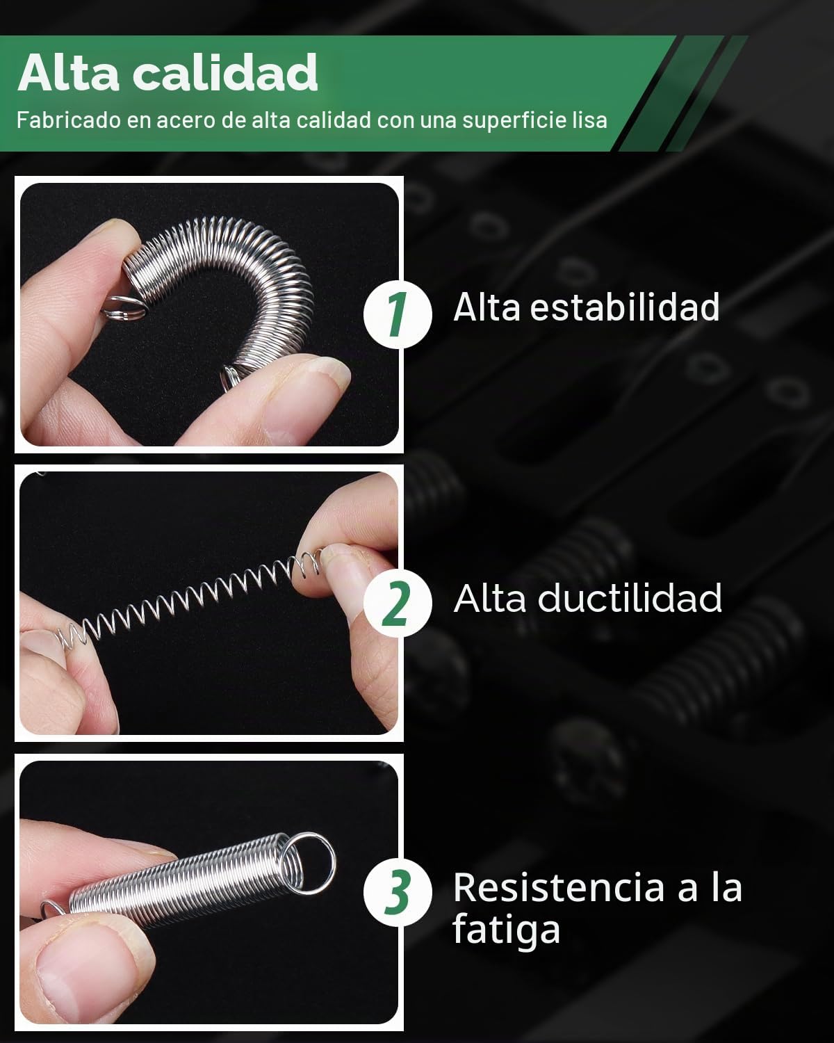 Surtido de 200 muelles de tracción, acero inoxidable, 20 tamaños, kit de resortes con caja