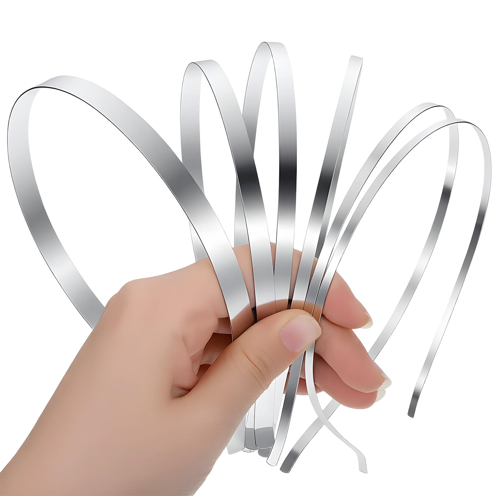 Thinp 6 Pcs Thin Metal Headband, 6 Size Silver Wire Headband-Smooth Plain Headbands for Crafts Blank DIY Headband for Women Girls DIY Hair Accessories (3mm/4mm/5mm/6mm/7mm/10mm)