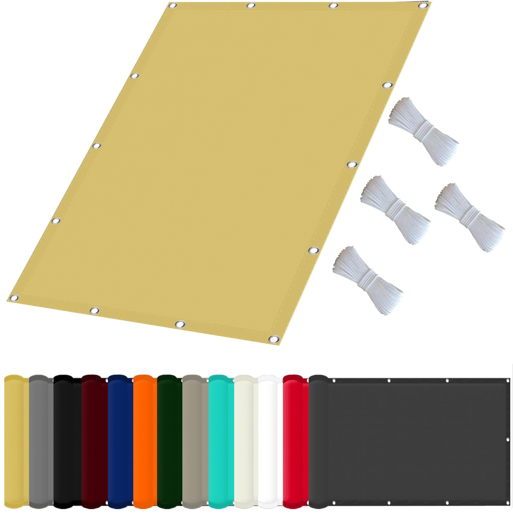 Sonnensegel Wasserdicht 220 x 230 cm Wasserabweisend, Reißfest, Wetterfest, Wetterschutz, Sonnenschutz, 98% UV Schutz, Sonnensegel Sonnenschutz, für Außenbereich, Garten, Sandgelb