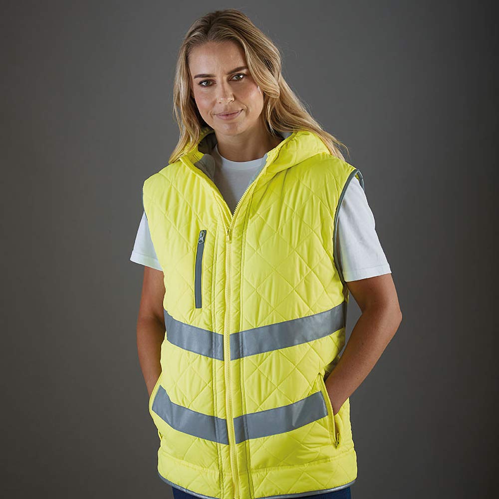 Yoko - Chaleco Reflectante con Capucha Modelo Kensington de Alta Visibilidad (Extra Grande (XL)) (Amarillo)