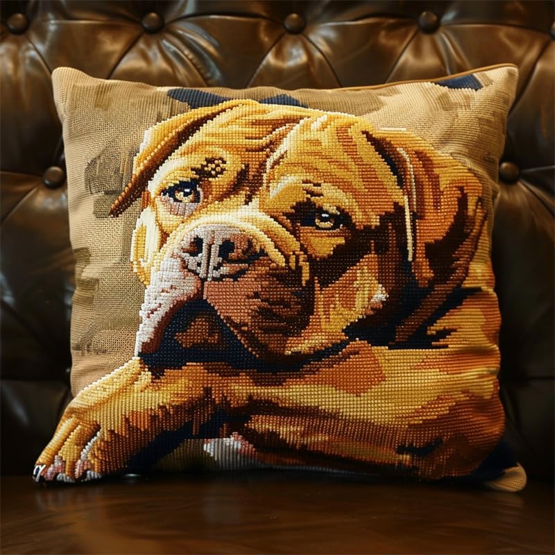 Embroidered Pillow Cases, Animal Cat 11CT Cross Stitch Cushion Cover Embroidery Pillowcases Stamped Cross Stitch Pillow Kits Embroidery Kit Pillow Cases 18x18inch