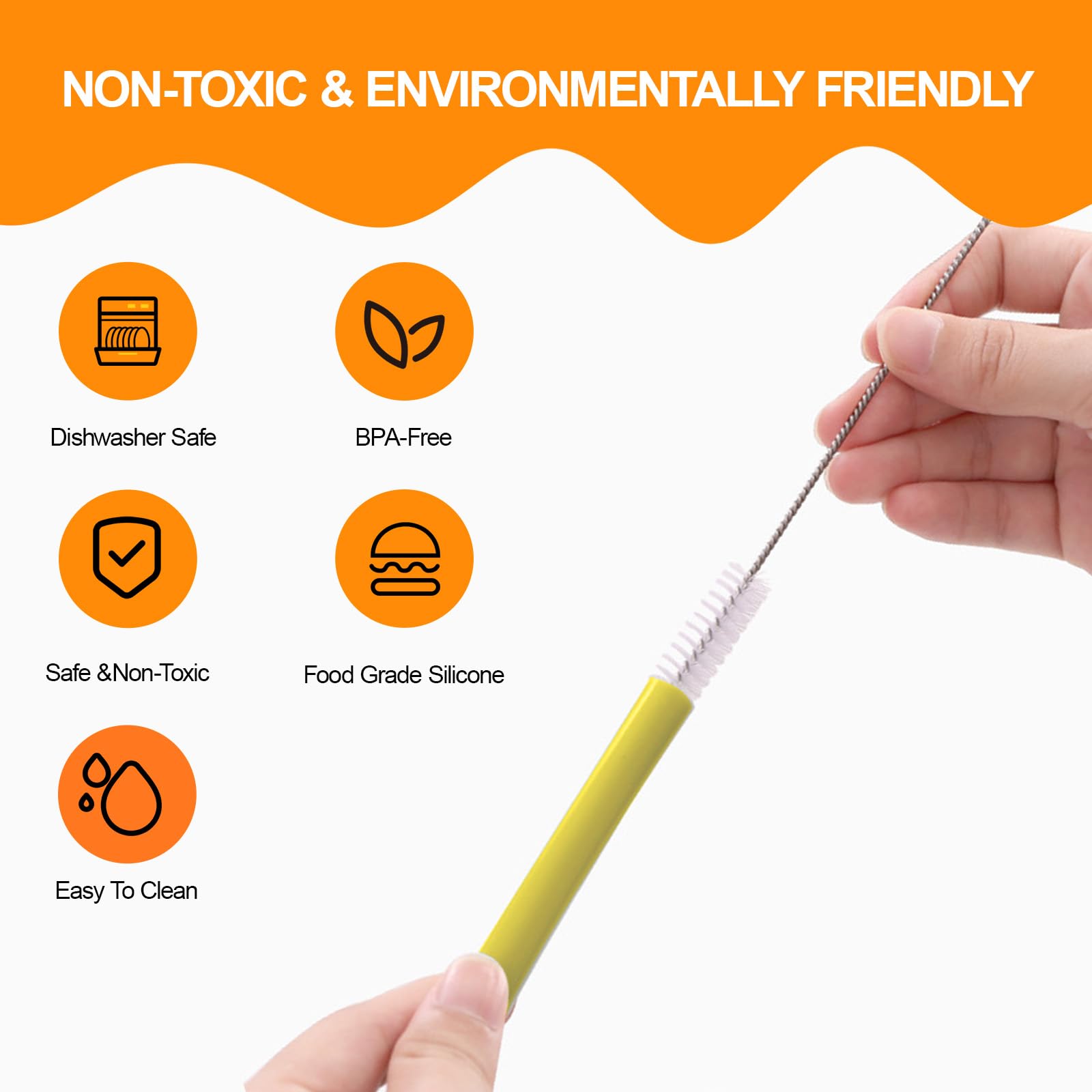 Pailles Lavables Smoothie Cocktail 16 Pailles En Silicone Réutilisables TSHAOUN - Souples Et Colorées - Avec 2 Brosses Paille En Plastique Jetable