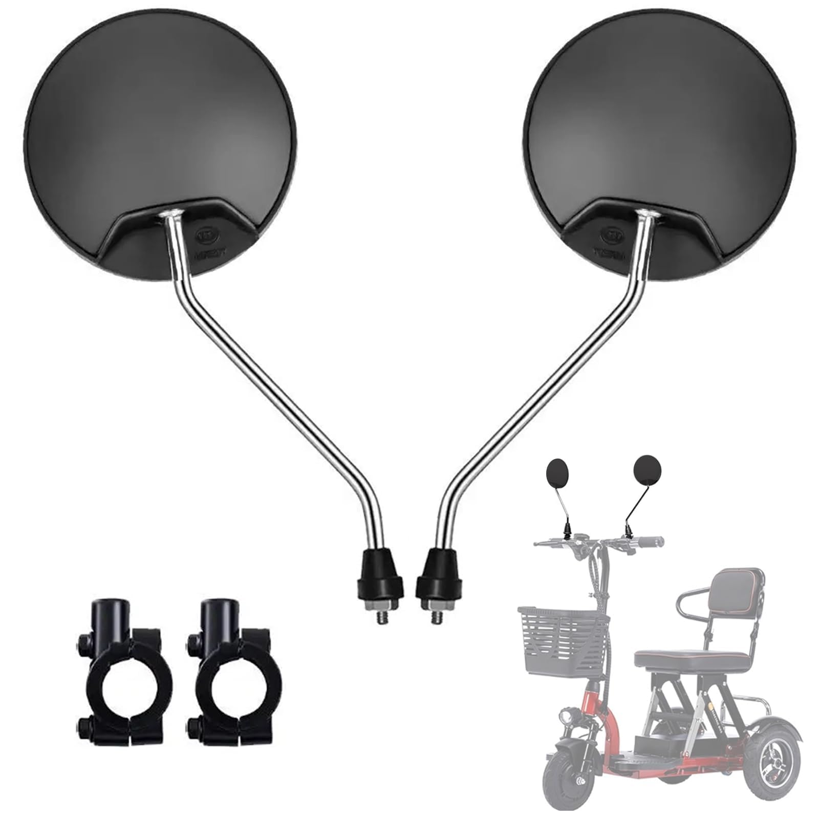 Electric Scooter Rear View Mirrors - 360ยฐ Rotating Wide-angle Rearview Mirror for Elderly Mobility Scooter & Wheelchair Assist Aids (B)