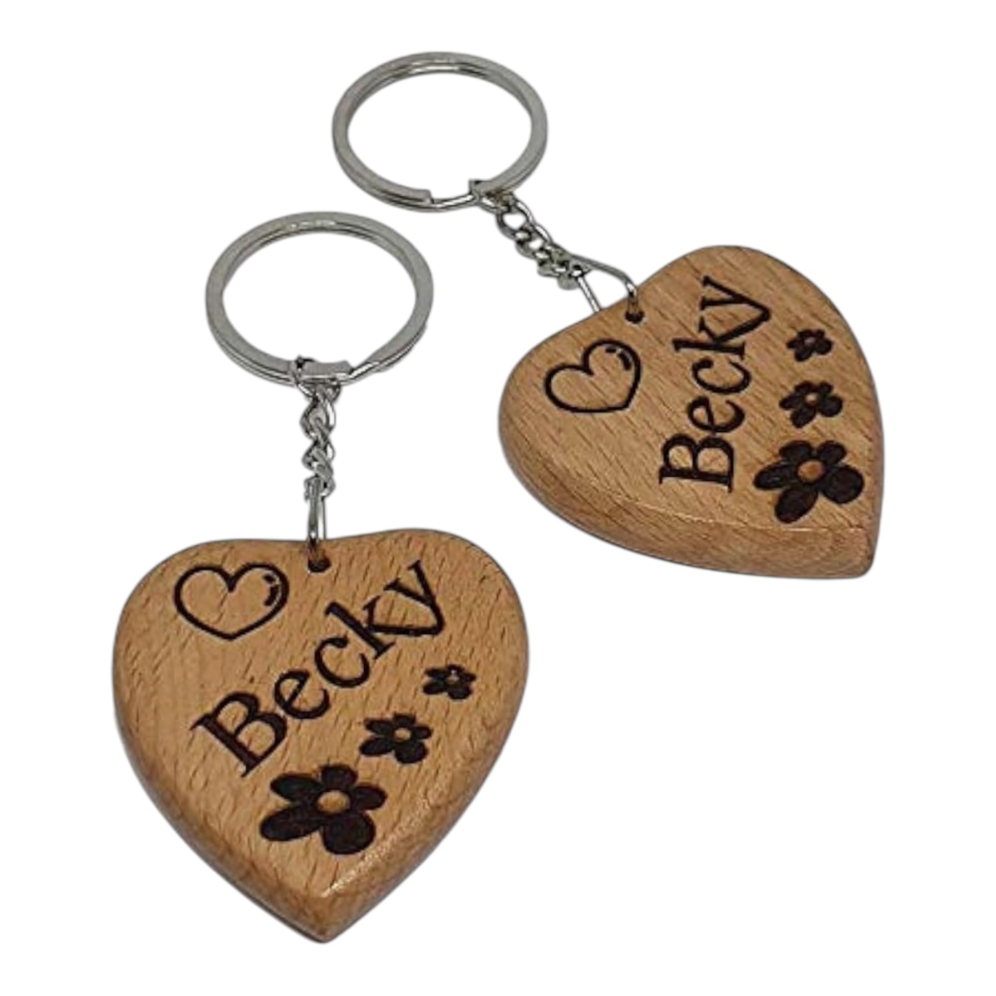Becky Personalised Engraved Wooden Keyring Keychain Key Fob Gift