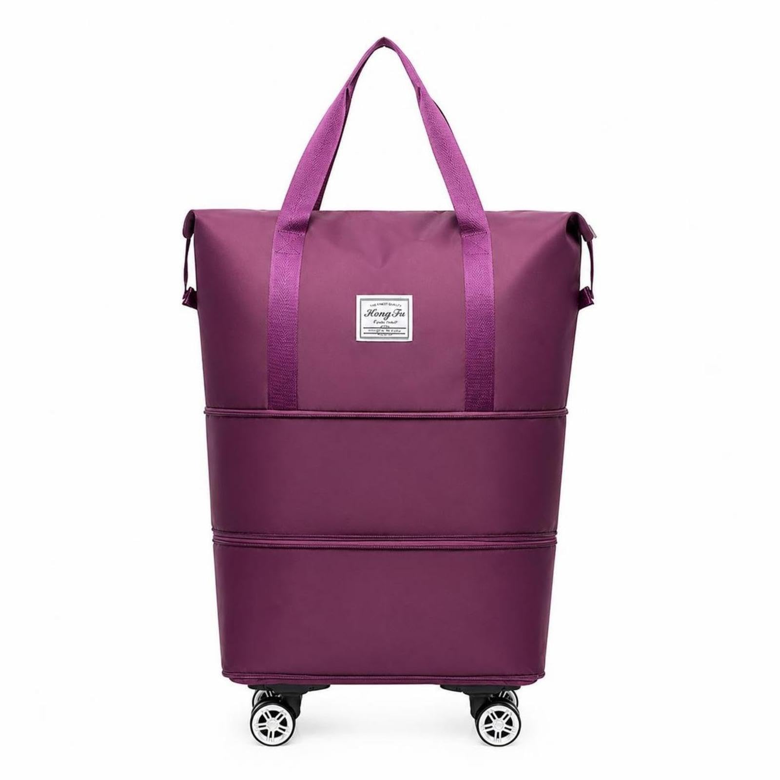 Rotating-Wheel Luggage Soft-Sided Wheeled Travel Bag Upright Rolling Luggage for Passengers, Students, Airport, Road Trips Purple-picture-34