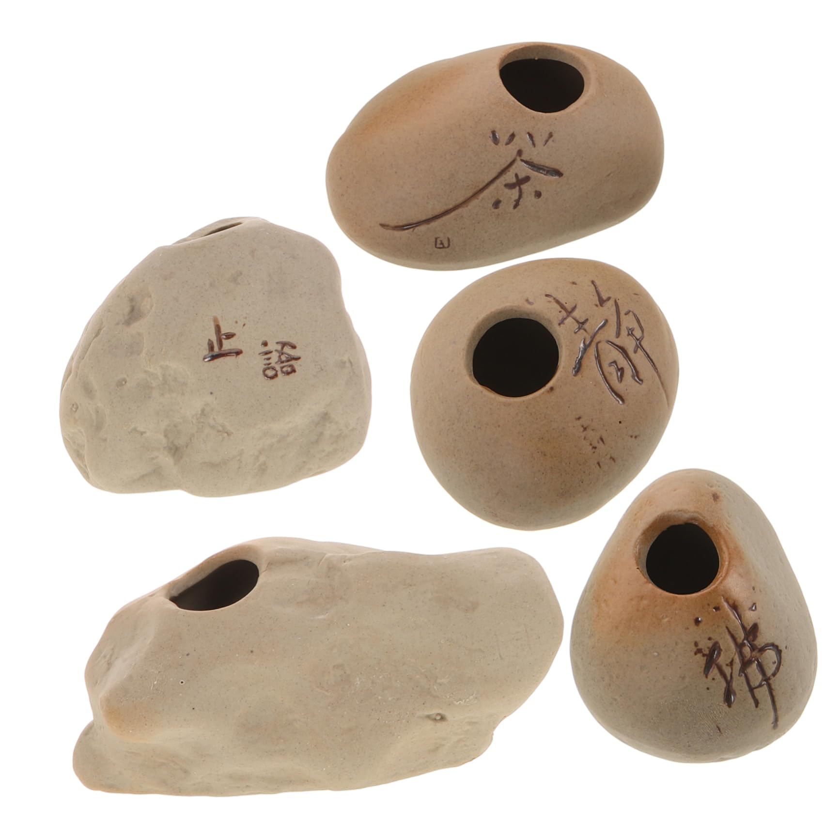 Yardwe 5Pcs Ceramic Aquarium Plant Pots Aquatic Plant Holders Fish Tank Ornaments Planter for Fresh and Saltwater Fish Tank Decor