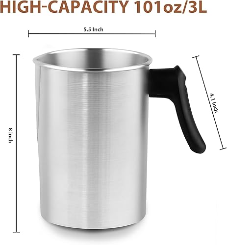 Miniatura 2 de SAEUYVB Olla de fusión de cera de acero inoxidable de 32 onzas con mango resistente al calor y boquilla de vertido antigoteo para hacer velas