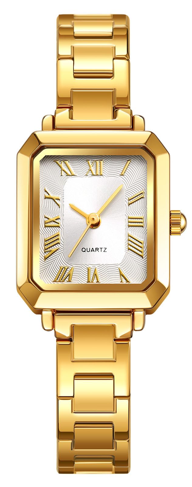 BESTKANG Women's Small Wrist Watch Rectangular Quartz Watch Classic Roman Numeral Dial 30M Waterproof Stainless Steel Band Wristwatch