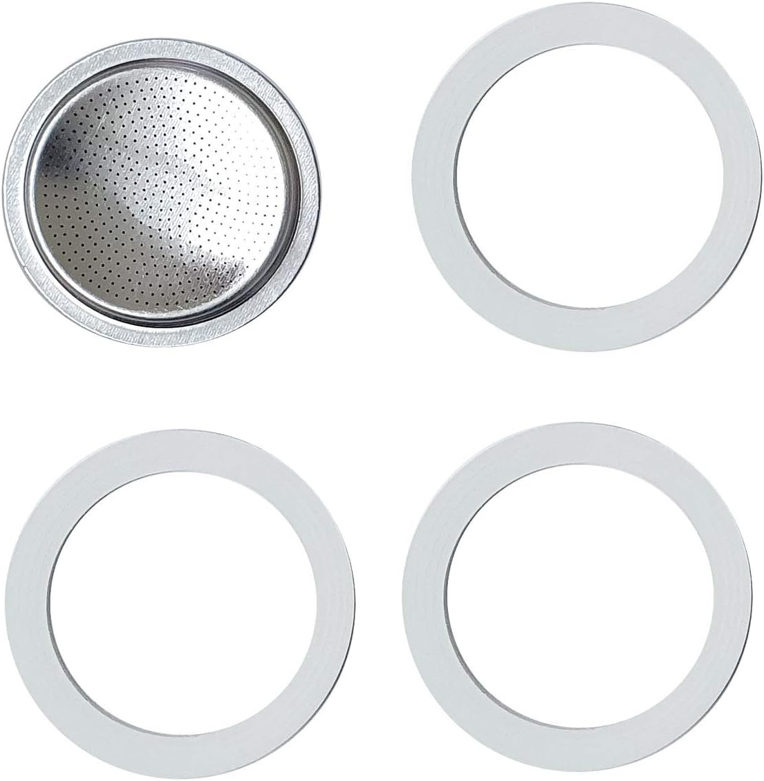 Coffee Maker Parts 3 Seals and 1 Filter for 3 Cups, Multicoloured, One Size