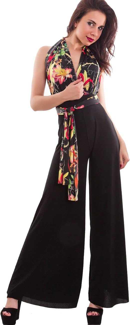 Toocool - Overall Donna Tuta Intera Palazzo Scollo Profondo Schiena Nuda  Nuova WD-3160 [Taglia Unica,Fantasia 1 Nero] : Amazon.it: Abbigliamento