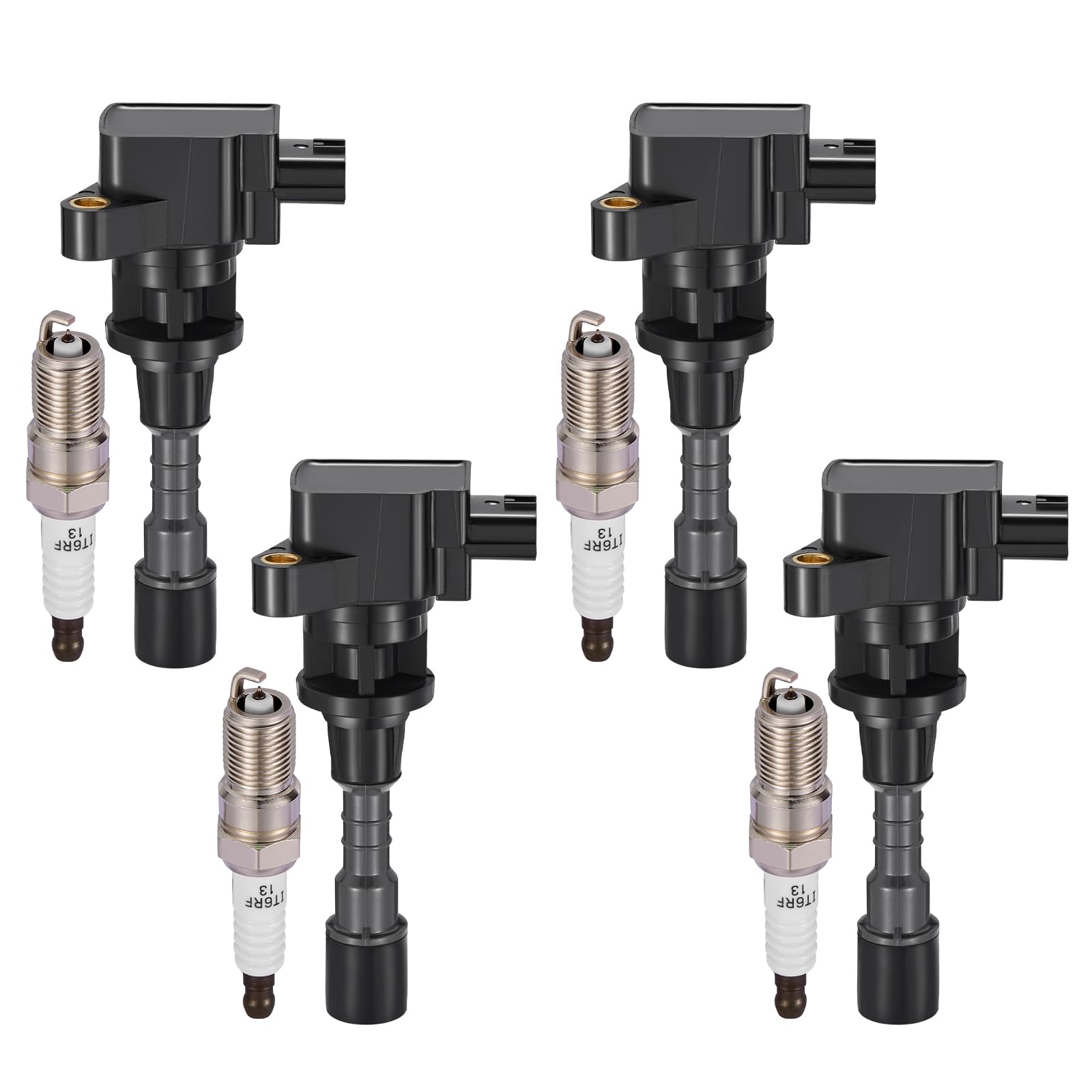 4-Pack UF541 Ignition Coils &amp; SP432 Spark Plugs Kit Compatible with Mazda 5 2006-2007, L4 2.3L - Replaces LFB618100A LFB618100B LFB618100B9U LFB618100C9U UF-541 5C1741 GN10400 &amp; more