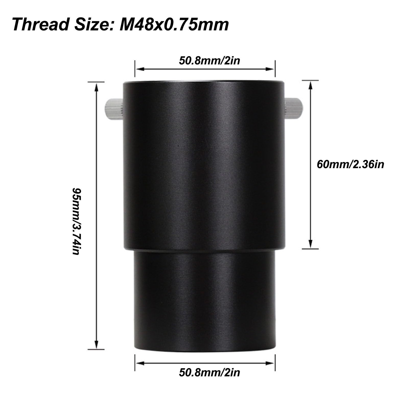 Tubo di Prolunga per Telescopio da 2 Pollici, Adattatore per Oculare Filettature M48x0.75mm, Accessorio per Telescopi Astronomici con Filtri