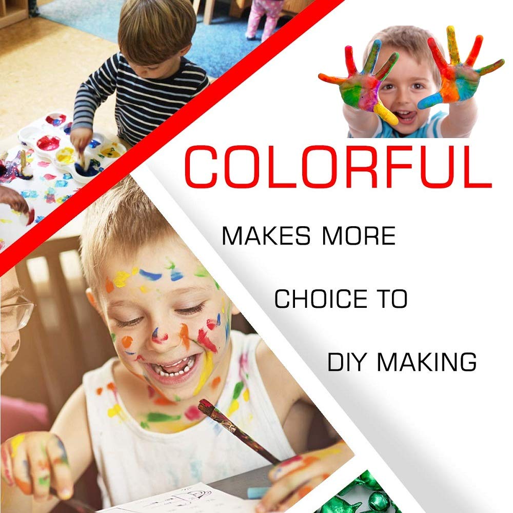 Niños Esponja Pintura Cepillos Kit-4 Colores Botes Surtidos con Tapas y 46 Piezas Pinceles de Pintura para Niños