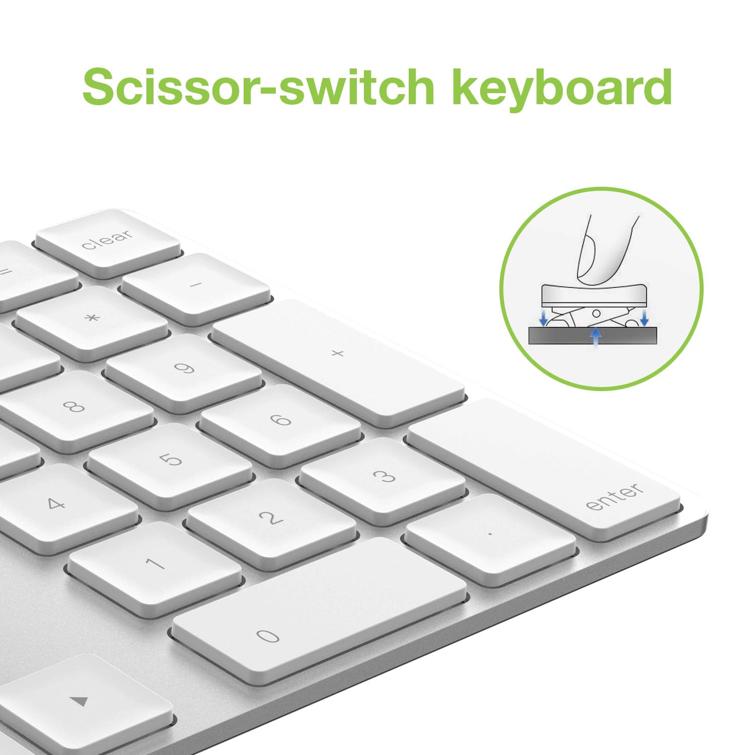 Techly 622694 - Teclado numérico BT V3.0 inalámbrico de 34 teclas, plateado, gris, plateado