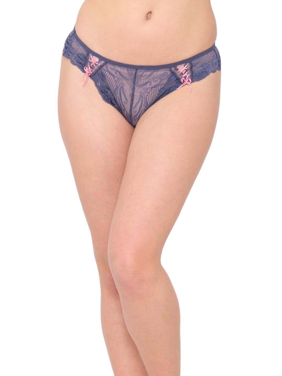 Blue Thong Panties Underwear Ladies Embroidered Floral Thong Panties Women-image-1