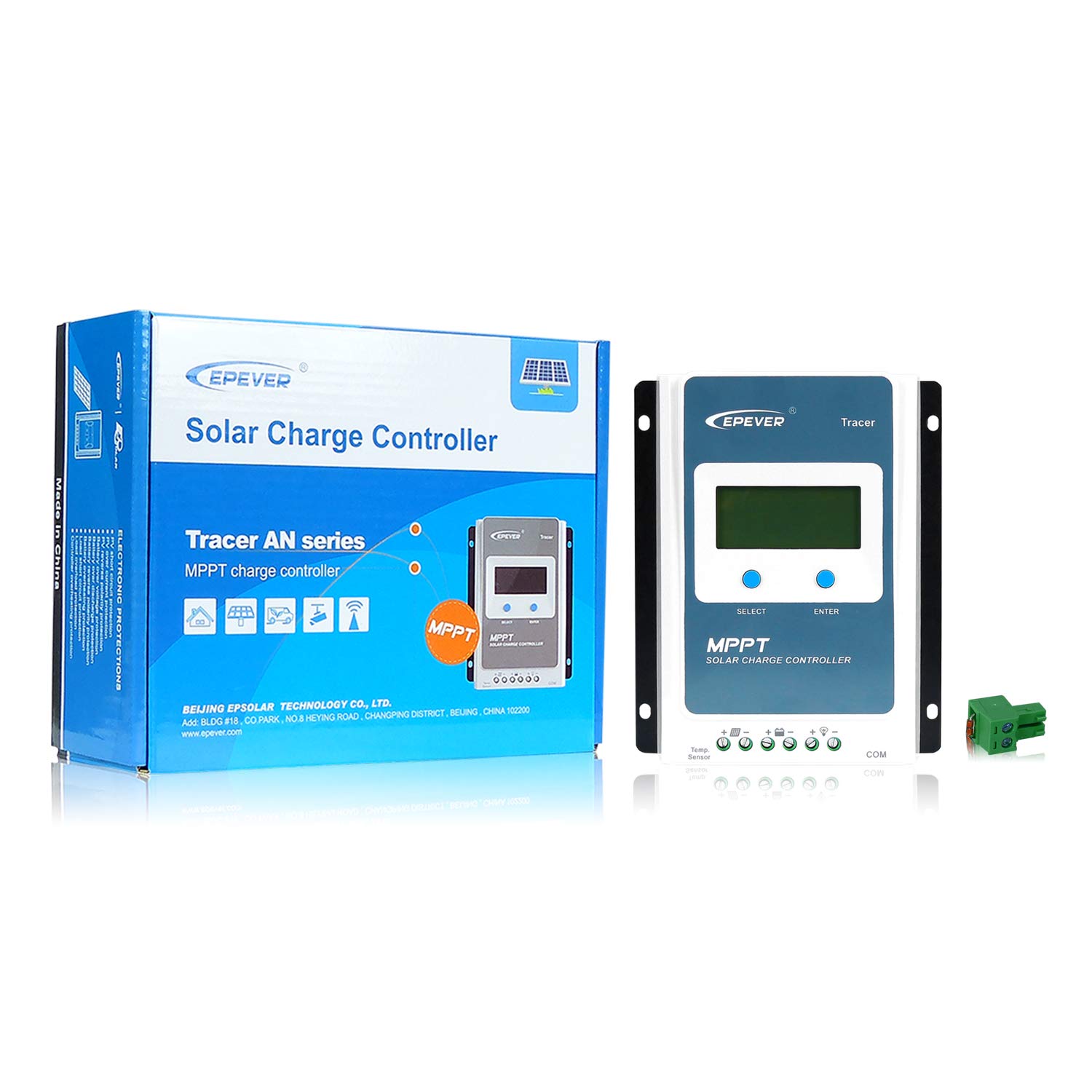 EPEVER MPPT Regolatore di carica solare 10A 12V/24V Auto Comune negativo con display LCD Regolatore di carica del pannello solare per gel allagato sigillato tipo litio (Tracer1206AN)