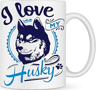 I Love my Husky Handmade Novelty Dog Breed Mug - Best Dog Mum and Dad Gifts for Dog Lovers - Customised Coffee Mug for Dog Owner - Dog Walking Gifts - Personalised Gifts for Men and Women - Funny Cup
