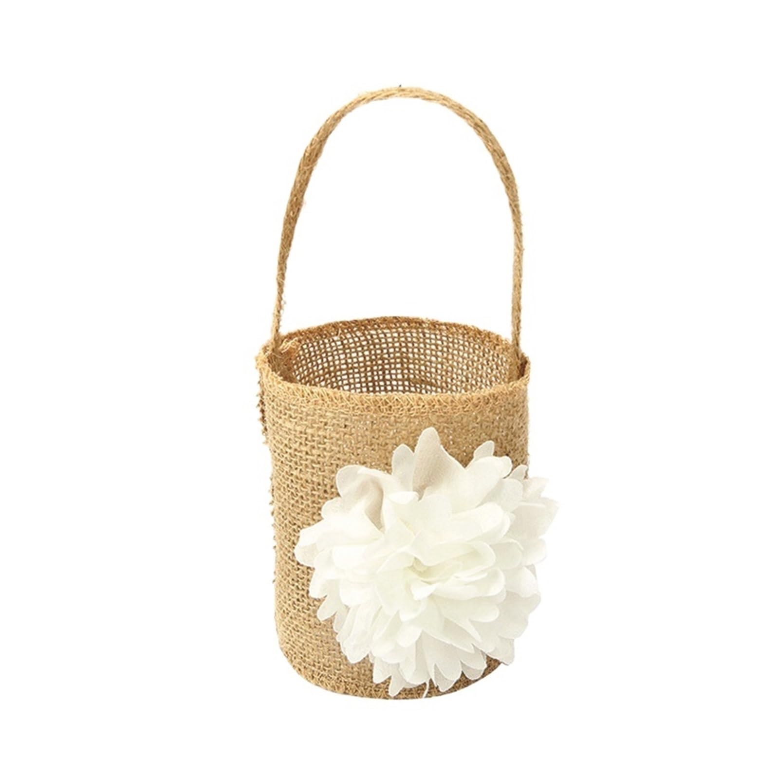 Hamper Basket 3pcs Romantic Burlap Jute Flower Basket Ring Box Rustic Wedding Flower Girl Basket(Brown5)