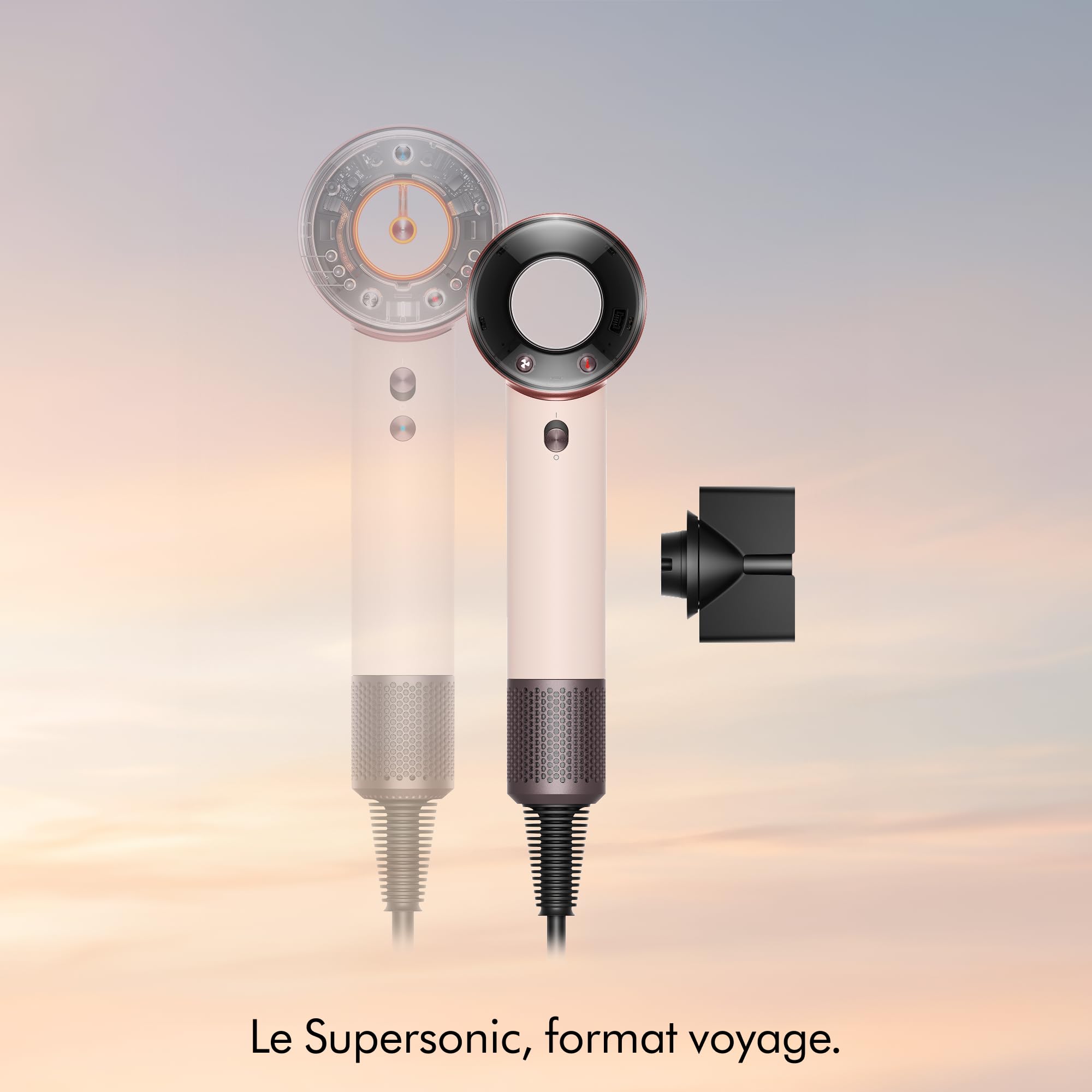 Dyson Supersonic Travel™ Sèche‑cheveux – Compact & Léger, Séchage Rapide, 1220W, Tension Universelle, Contrôle Intelligent de la Chaleur, Compatible Accessoires Supersonic, Rose Céramique