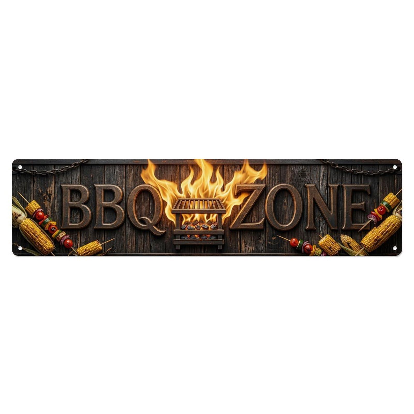 Okahys 4X16inch(10X40cm) Bbq Barbecue Zone Classic Restaurant Vintage Metal Tin Sign