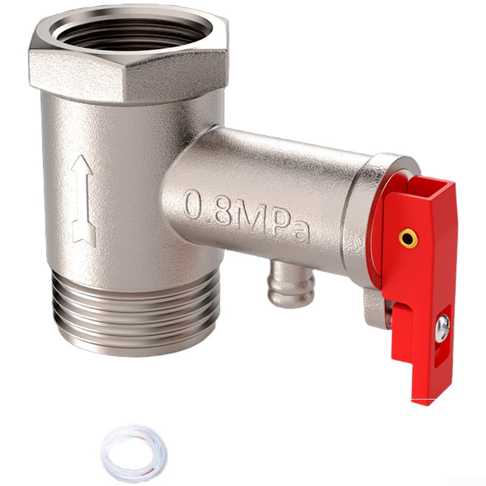 Válvula Reductora de Presión Agua para latón DN15 1/2'' con Manómetro 1.6MPa para Caldera y para calentador Doméstico Seguro(C)