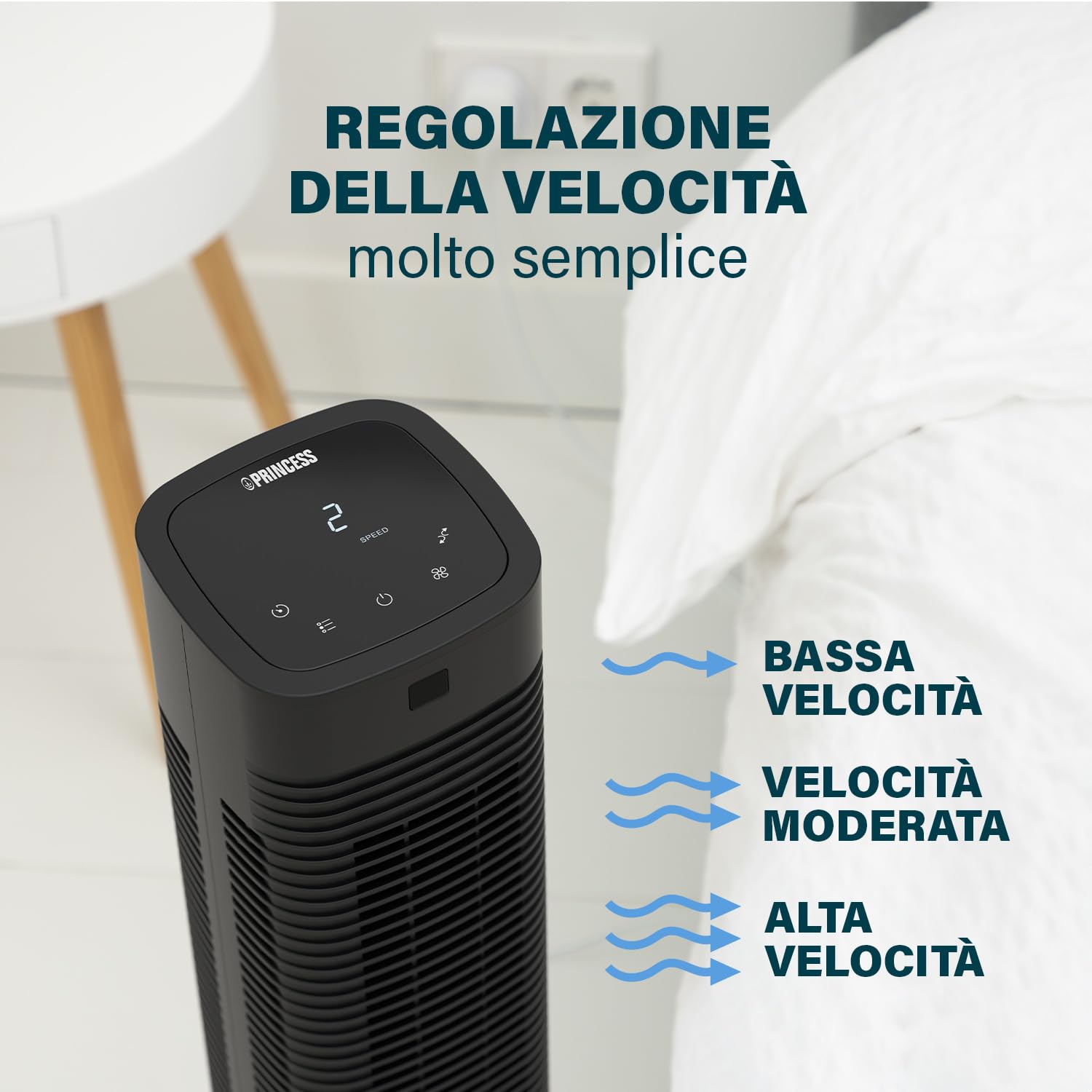 Princess Ventilatore a colonna compatto - 3 modalità e 3 velocità - Oscillazione - Connesso - 358230