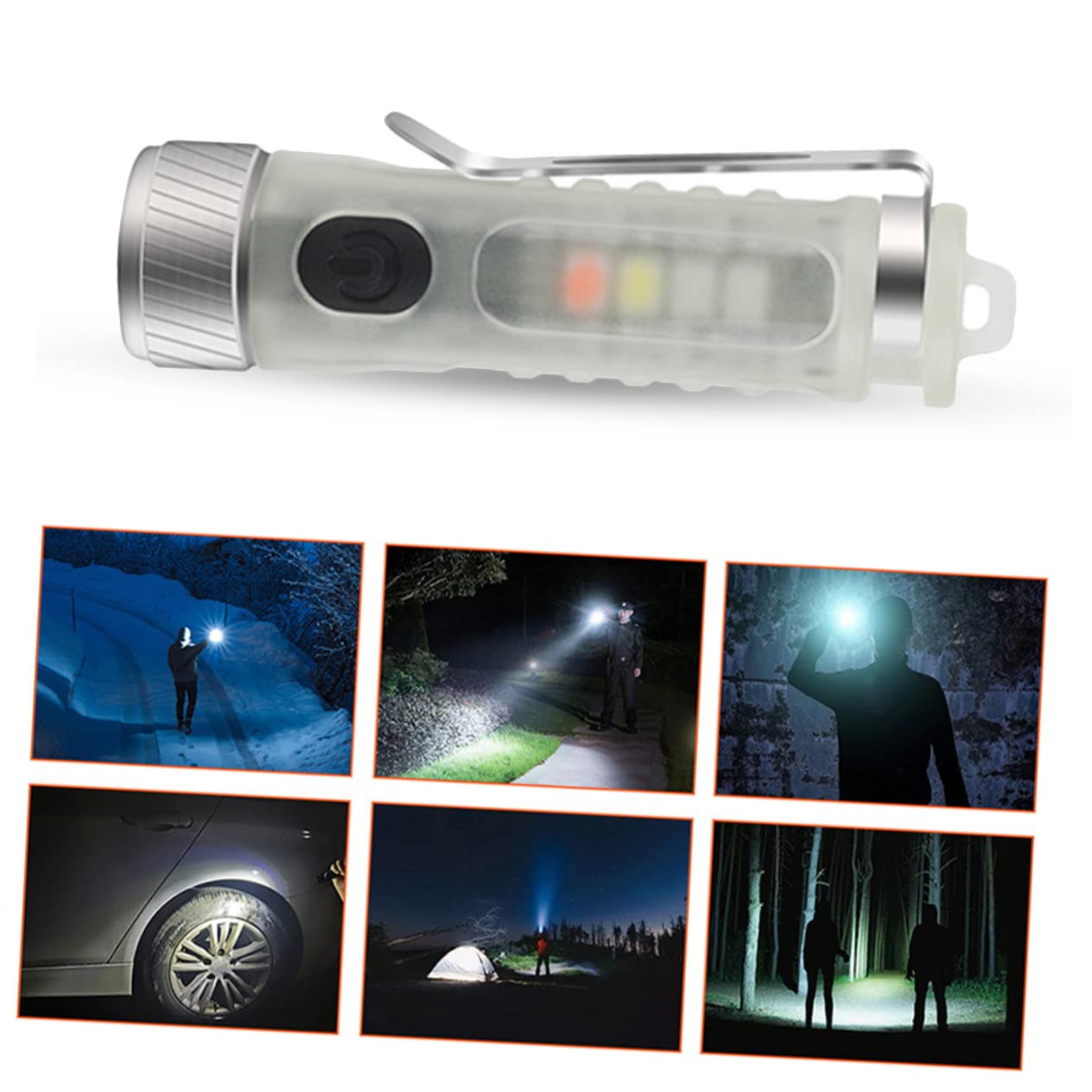 BESPORTBLE 4pezzi Mini Torcia Ricaricabile Led Portachiavi Leggera e Compatta Modalità Di Illuminazione Per Esterni Per Campeggio e Attività All Aperto