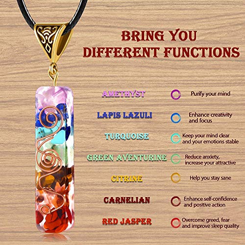COLORFUL BLING 2Pcs 7 Chakra Stones Necklace Gemstone Energy Healing Crystal Pendant Emotional Body Purification Pendant2