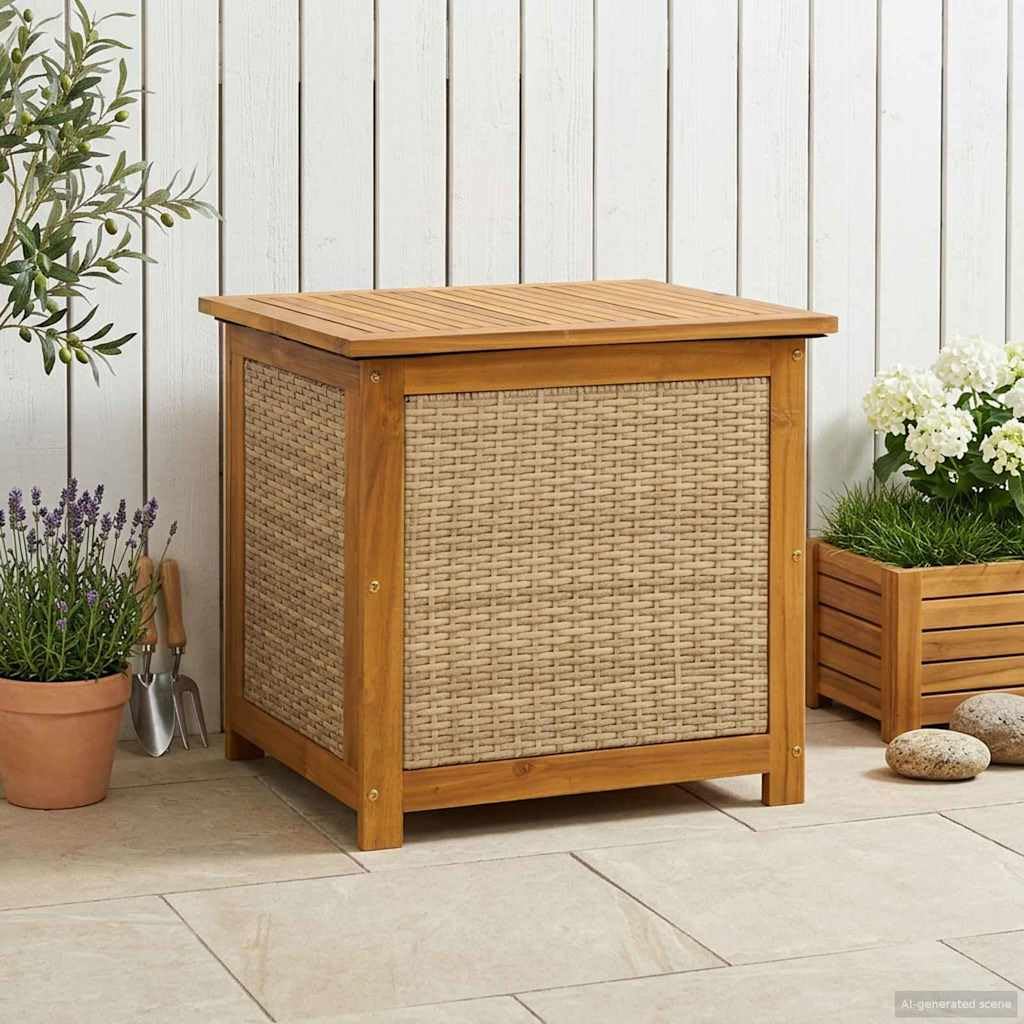 Hothingwell - Baúl para almacenaje exterior, 185 L, madera de acacia maciza