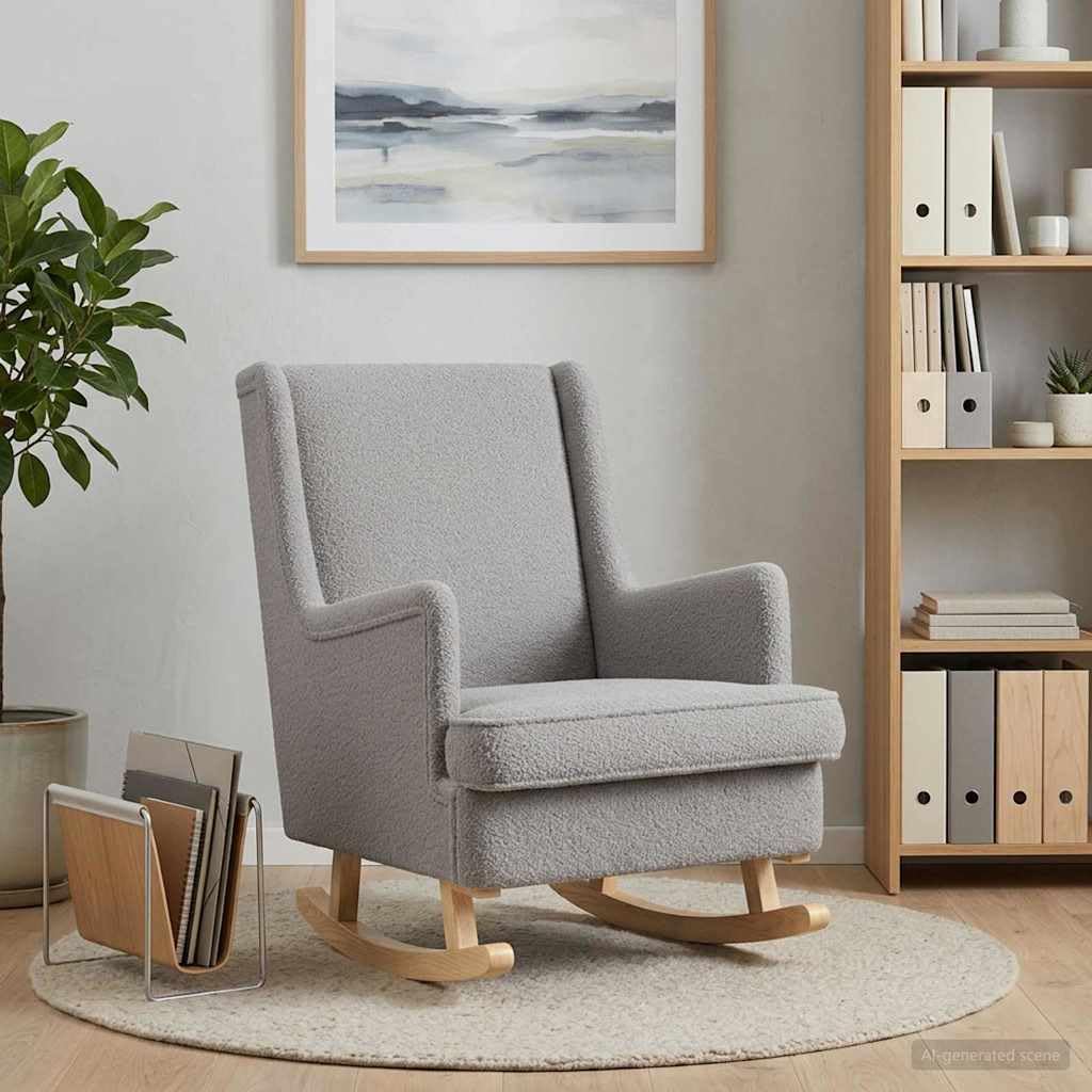 Mecedora Gris Claro 62 x 80 x 85 cm Bouclé, Mecedoras, 16.675 kg-42029970