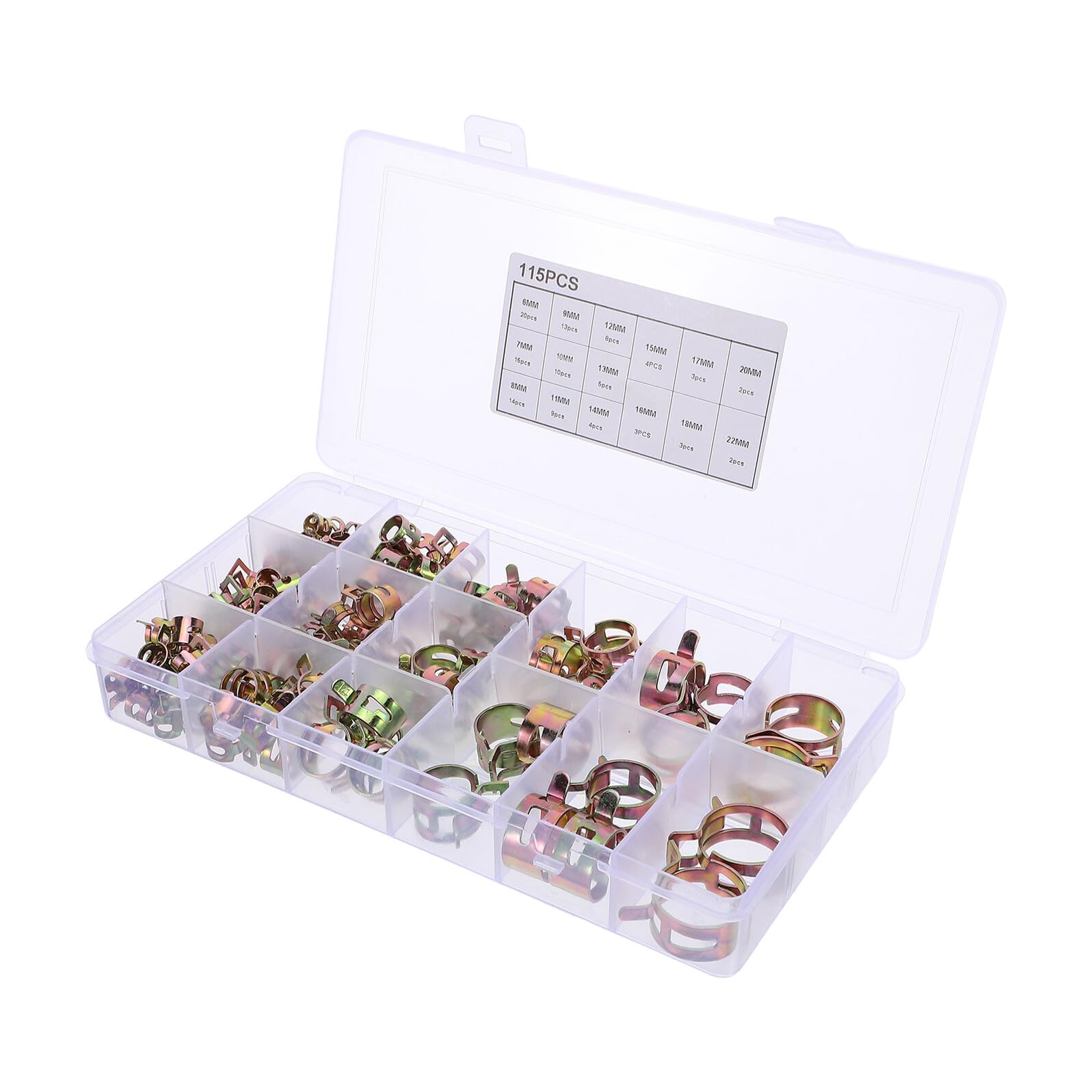 Abrazaderas para mangueras ajustables de 6 a 22 mm en kit surtido para líneas de vacío y agua