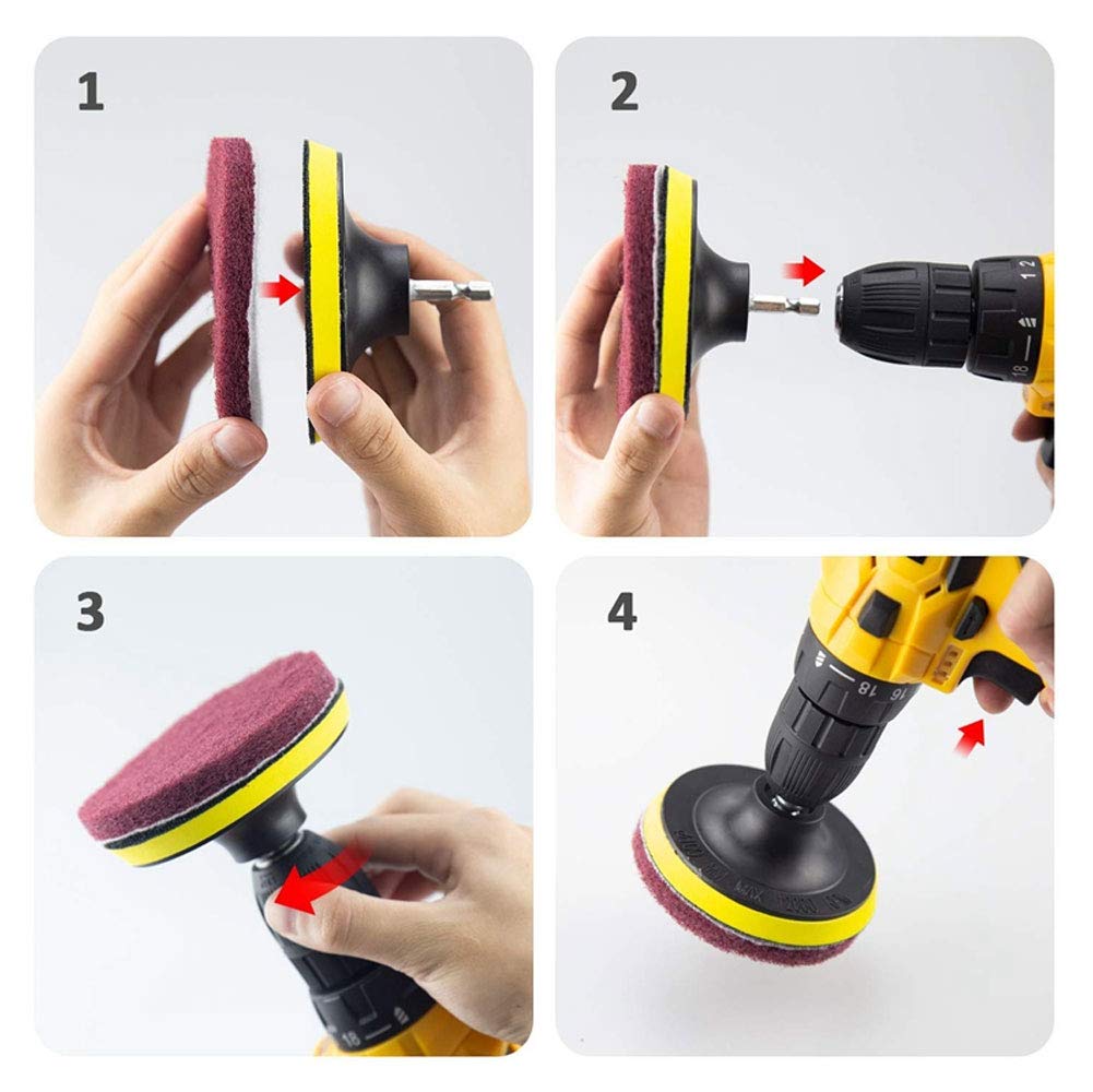 Kit Pulizia Piastrelle Con Trapano - 15 Cuscinetti Abrasivi, 3 Granature, Gancio Incluso - Foto 6