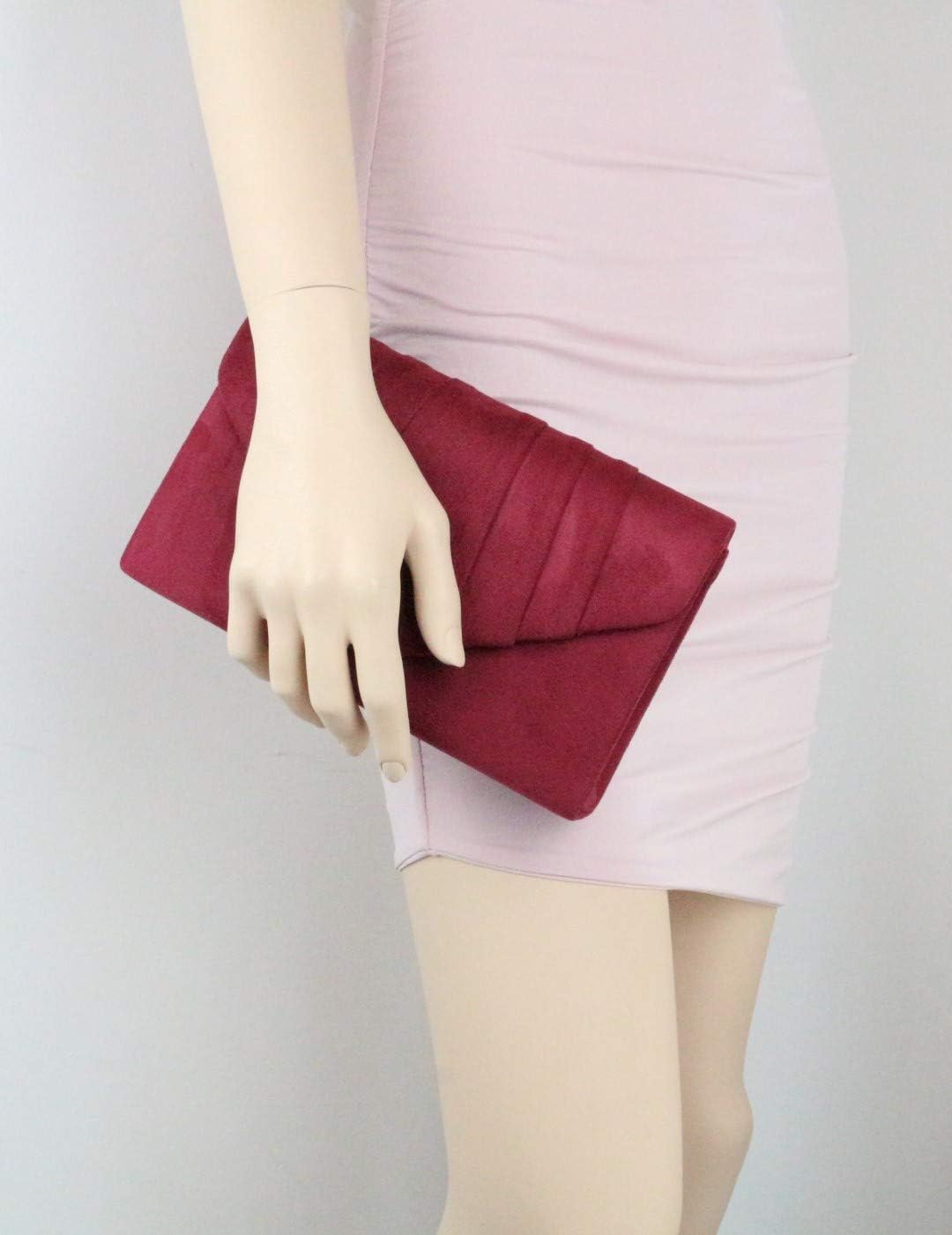 Girly HandBags Womens Faux Suede Pleated Clutch Bag