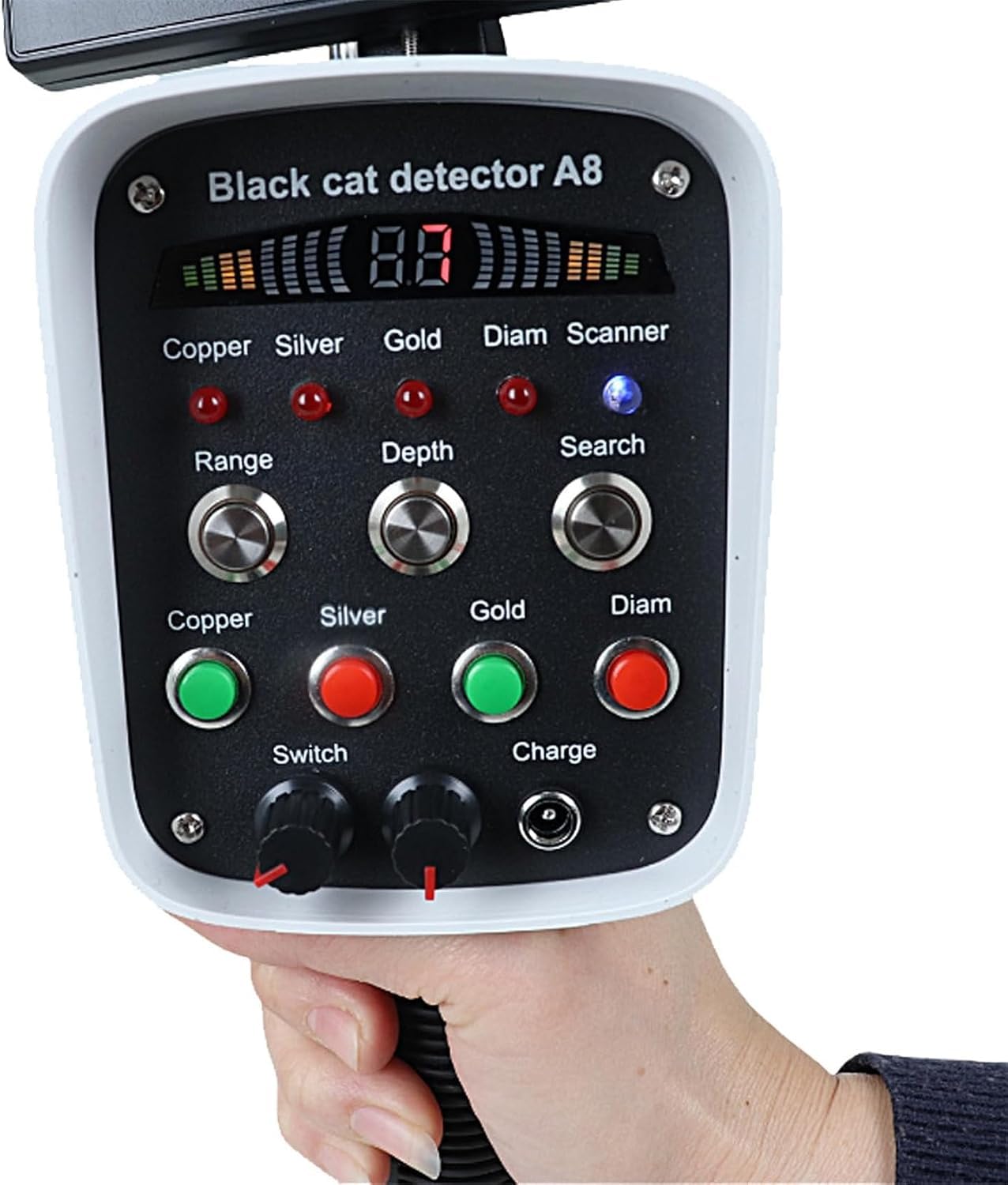 Detector de Metales de Alta Precisión, Detector Subterráneo de Oro Plata Cobre con Pantalla LCD y Control Microordenador para Búsqueda de Tesoros, Escáner de Largo Alcance