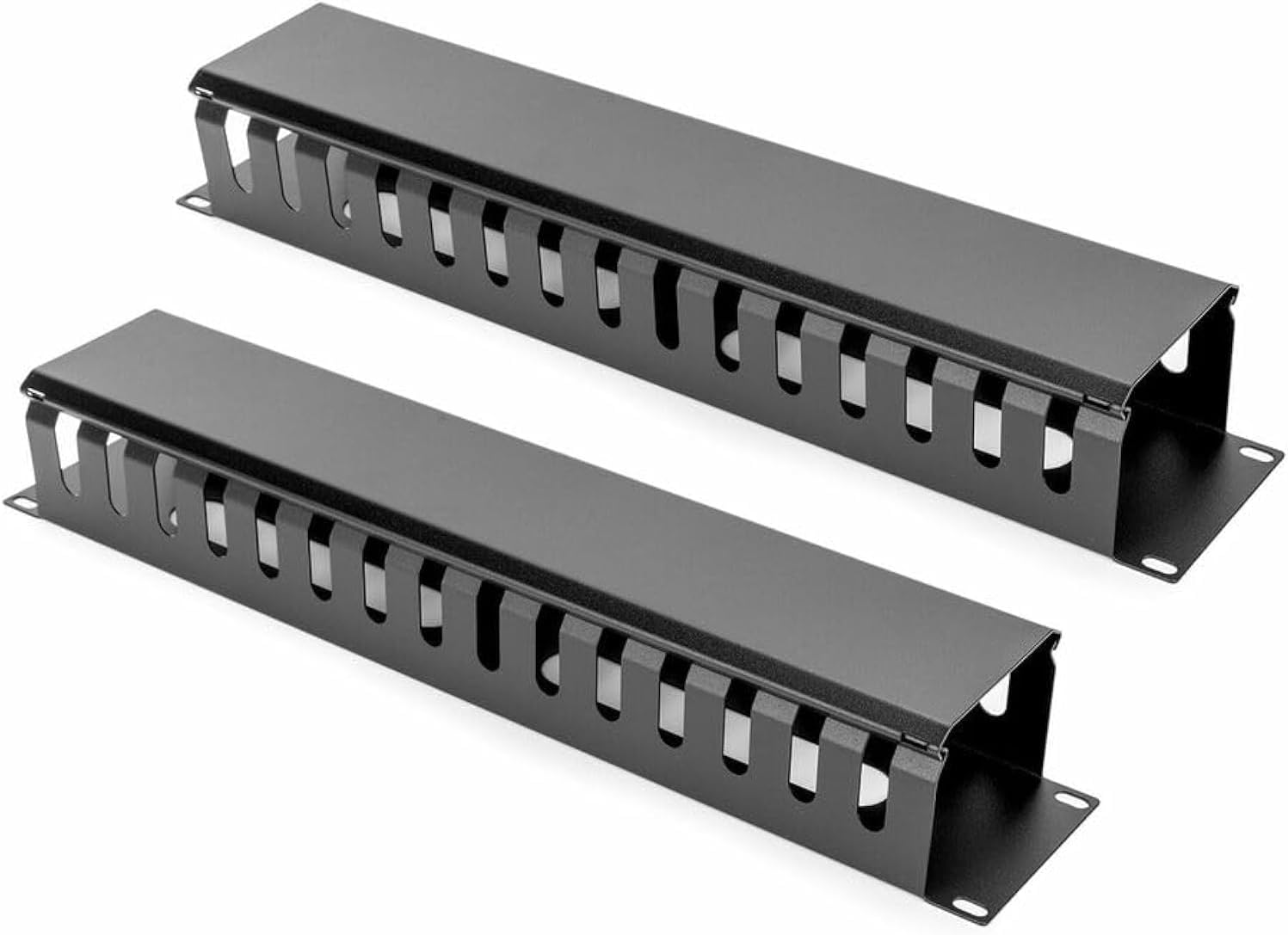 Rocstor 2U Horizontal Finger Duct Rack Cable Management Panel with Cover