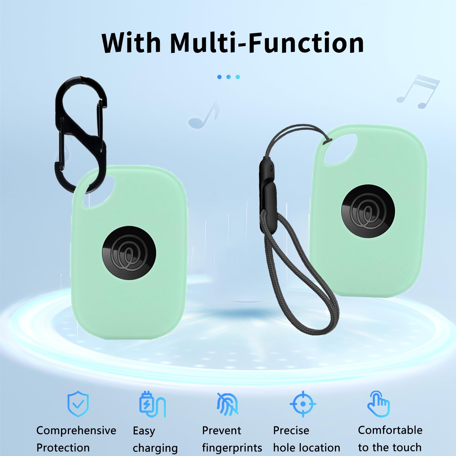 NOUKAJU Case for Tile by Life360 Pro (2024),Silicone Protective Cover(with Carabiner + Lanyard) Drop-Proof,Scratch-Proof,Shock-Proof,Dust-Proof,Protective Case for Tile Pro 2024 RE-61011(Mint-Green)