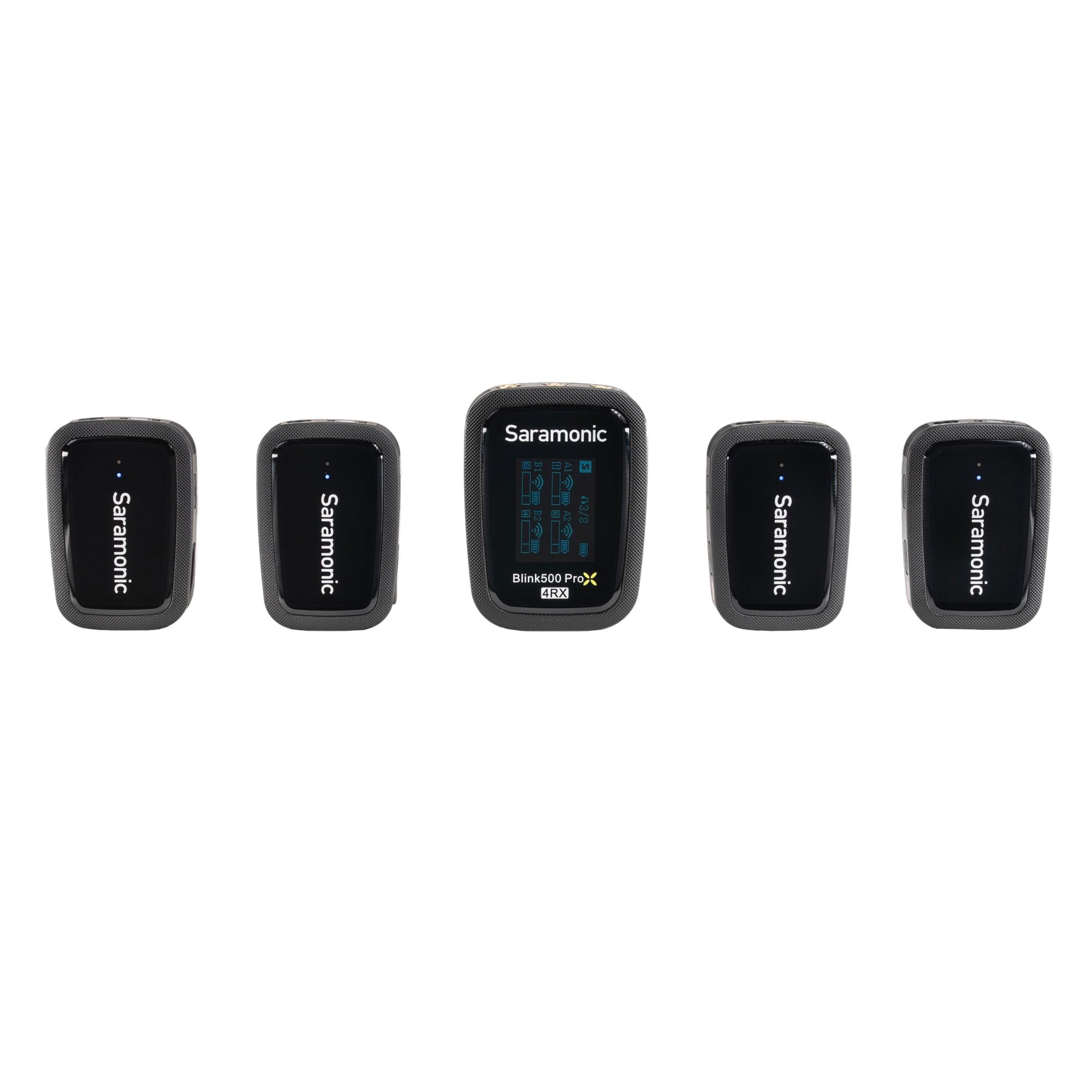Saramonic Blink 500 Prox B8 Microphone cravate sans fil pour 4 personnes, 2,4 GHz, portée de 100 m, 4 émetteurs et 1 récepteur, son 24 bits, pour reflex numérique, caméscope, smartphone, YouTube