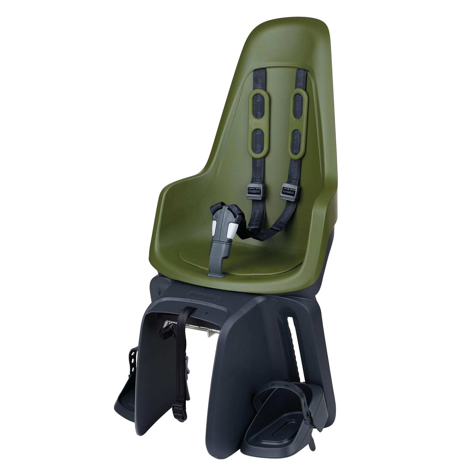 BOBIKE 8012100021 - Silla Bicicleta Trasera One Maxi EB-D para Portaequipajes – Segura y fácil de Montar, Adecuada para niños de 9 Meses a 6 años, hasta 22 kg, Verde Oliva