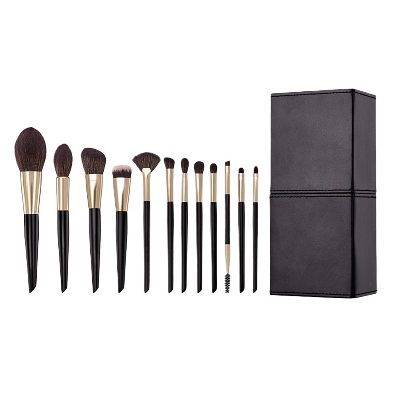 Pinselset Makeup 12 Make-up-Pinsel-Sets, loser Puderpinsel, Rougepinsel, Lidschattenpinsel, Beauty-Tool, Make-up-Pinsel, komplettes Set(Black 12 pu buckets)