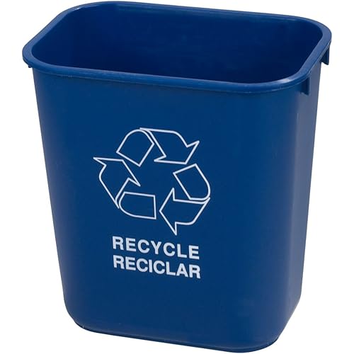 Carlisle FoodService Products 342913REC14 Plastic Recycle Deskside Wastebasket, 13 Quart, Blue