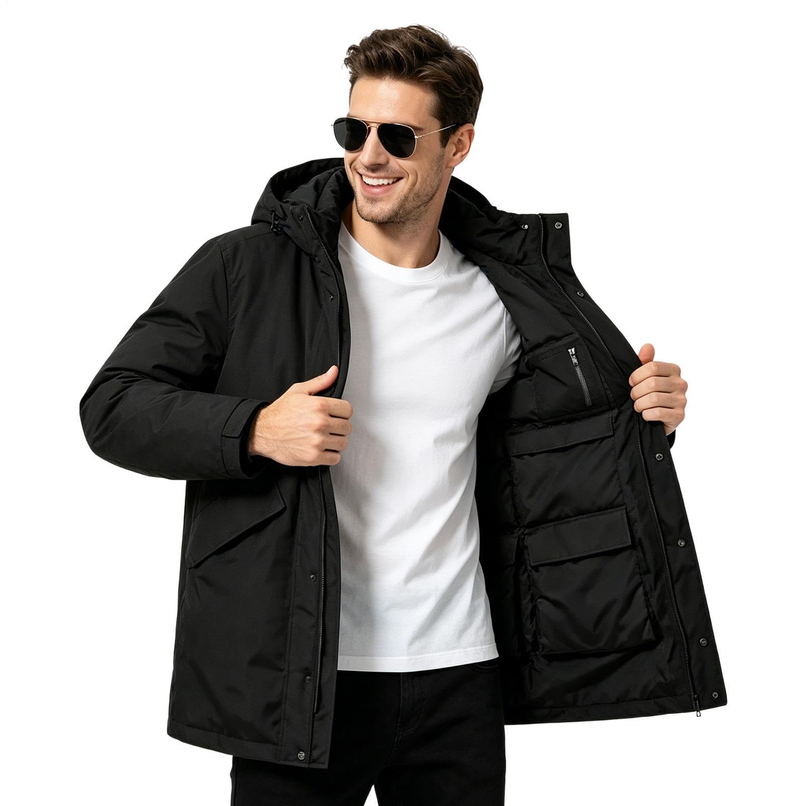 Generico Packable Travel Coat With 16 Pockets Hooded Large Capacity Outerwear Portable Lightweight Travel Coat For 14lbs Clothes Airplane Camping