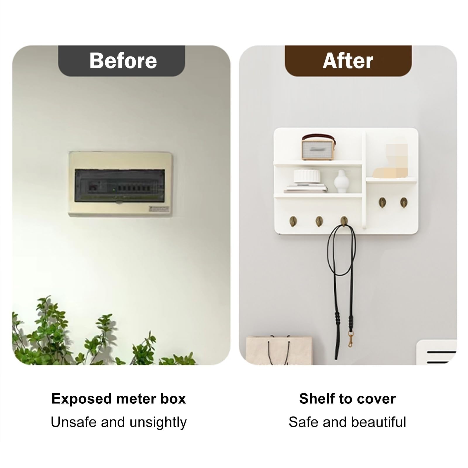 Tapa Contador Cubierta Decorativa Para Panel Eléctrico, Cuadro Decorativo Para Medidor Eléctrico Con Bisagras, Estante Almacenamiento De Madera Para Colgar En La Pared, Tapa Abatible(Style 3,40x30 cm(