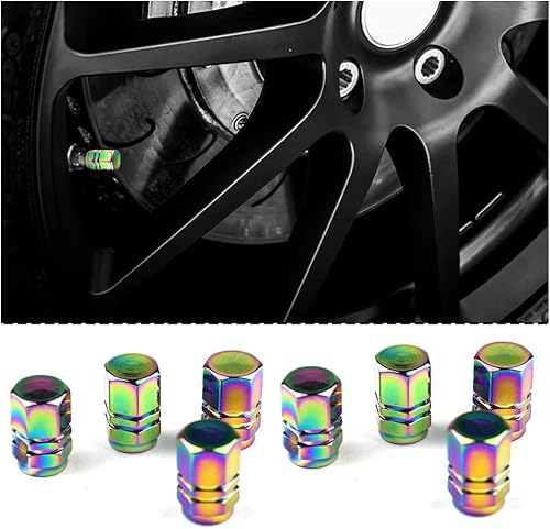 8 tapas coloridas para válvulas de neumáticos de automóvil, cubiertas de aluminio para válvulas de neumáticos de automóvil, tapas de válvula de aire